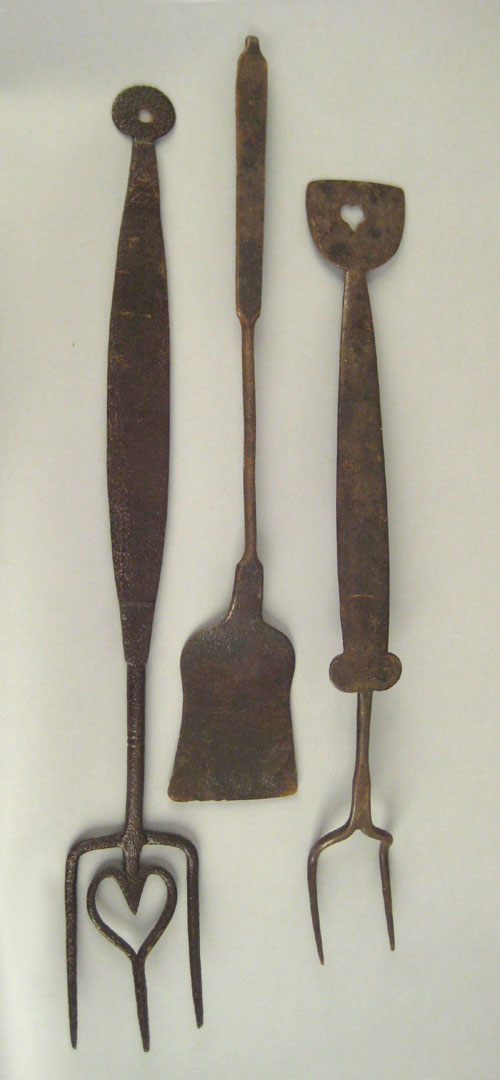 Appraisal: Three Pennsylvania wrought iron kitchen utensils early th c to