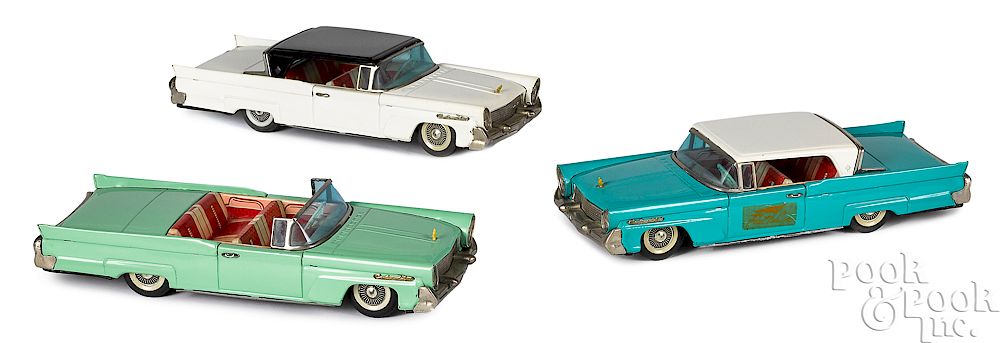 Appraisal: Three Bandai Japanese tin friction Lincoln Continentals Three Bandai Japanese