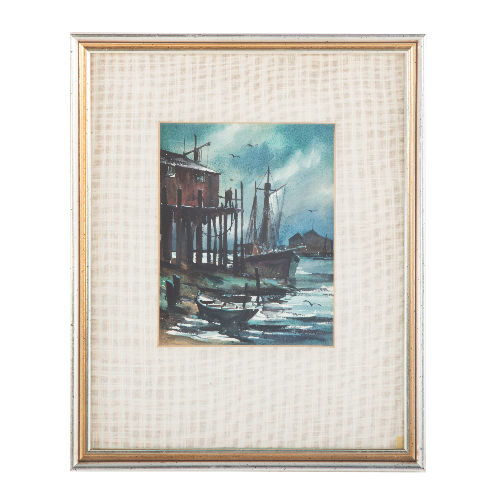 Appraisal: JOHN CUTHBERT HARE NEW ENGLAND HARBOR SCENE WATERCOLOR American -