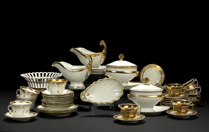 Appraisal: Interesting Forty-Seven-Piece Collection of White and Gold Paris Porcelain th