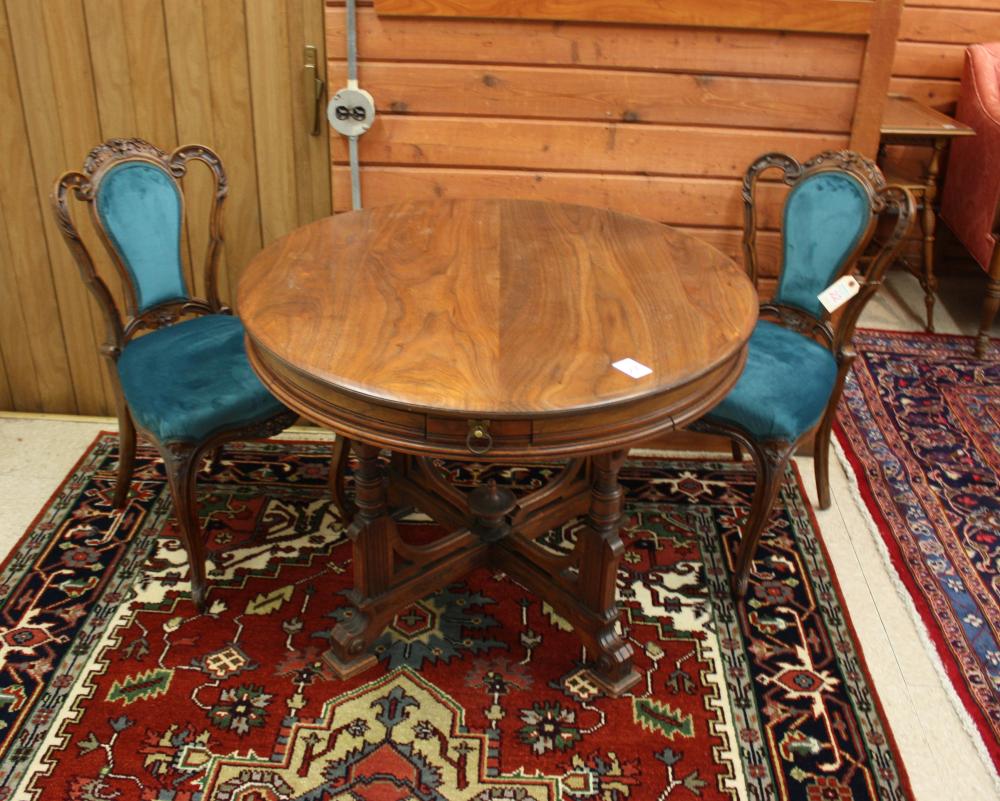 Appraisal: Victorian CENTER TABLE AND A PAIR OF SIDE CHAIRS American