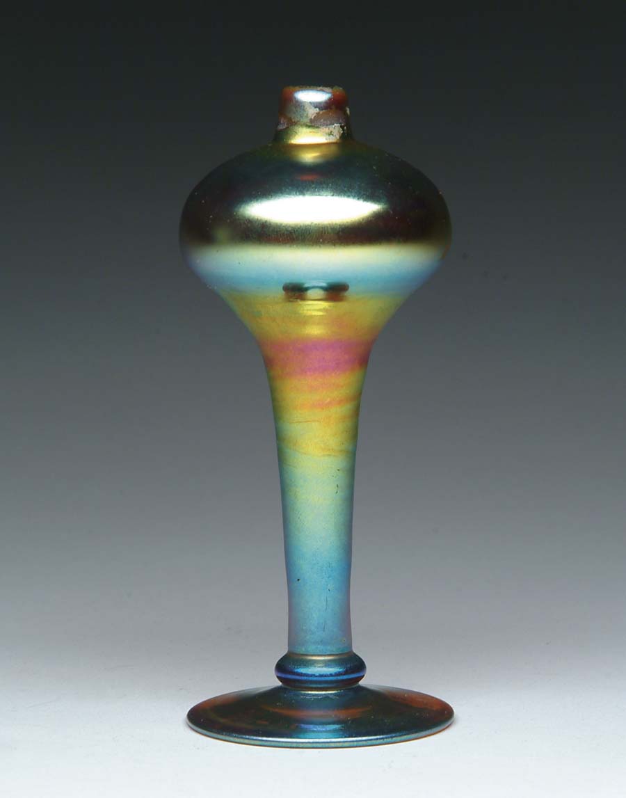 Appraisal: STEUBEN ATOMIZER BOTTLE Wonderful Steuben bottle has brilliant gold iridescence