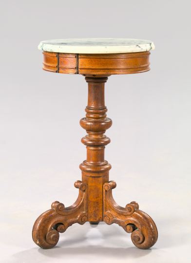 Appraisal: American Rococo Revival Oak and Marble-Top Pedestal third quarter th