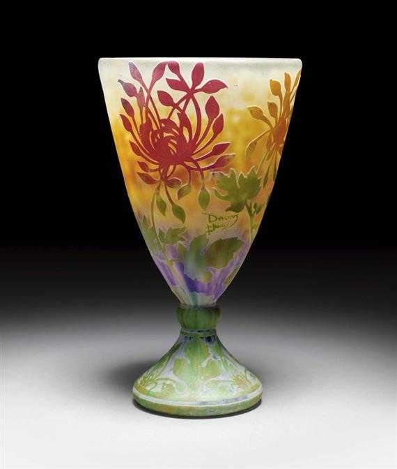 Appraisal: DAUM NANCY VASE circa Acid-etched glass with overlay Signed Daum