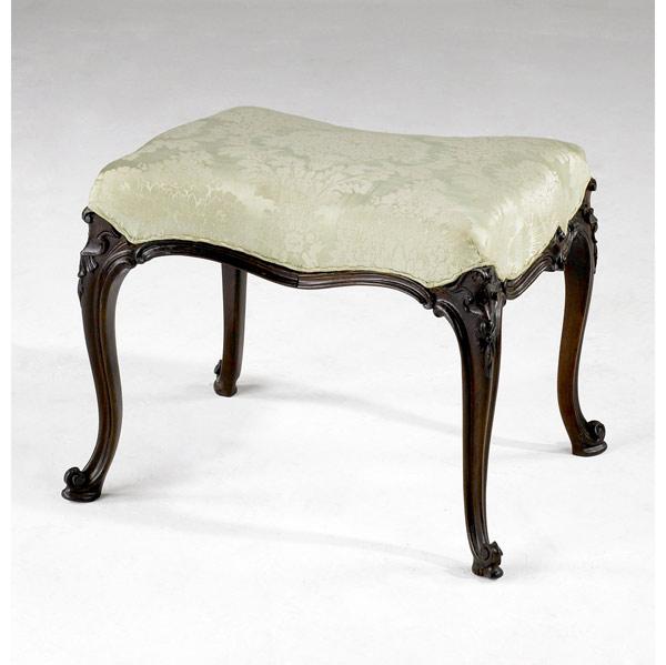 Appraisal: ENGLISH REGENCY WINDOW BENCH With elaborately carved mahogany legs th