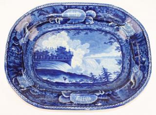 Appraisal: deep blue Historical Staffordshire porcelain platter by Wood Sons with