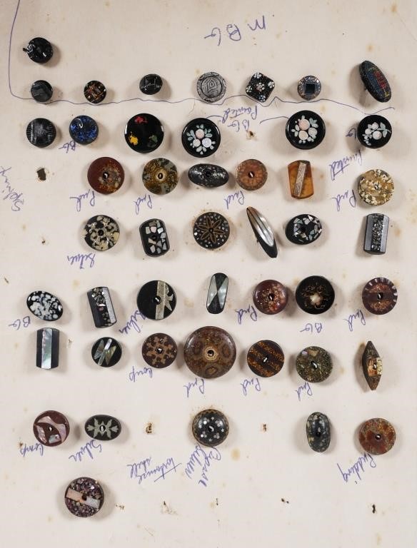 Appraisal: Collection of buttons with inlay mother of pearl silver brass