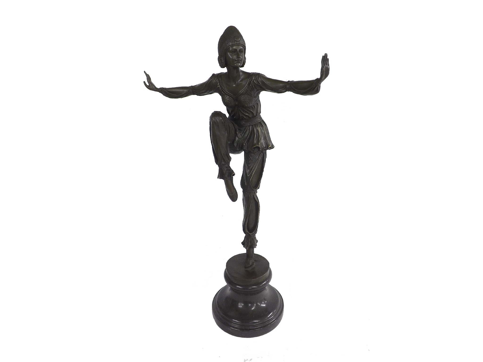 Appraisal: Large Art Deco style bronze figure of a dancing lady