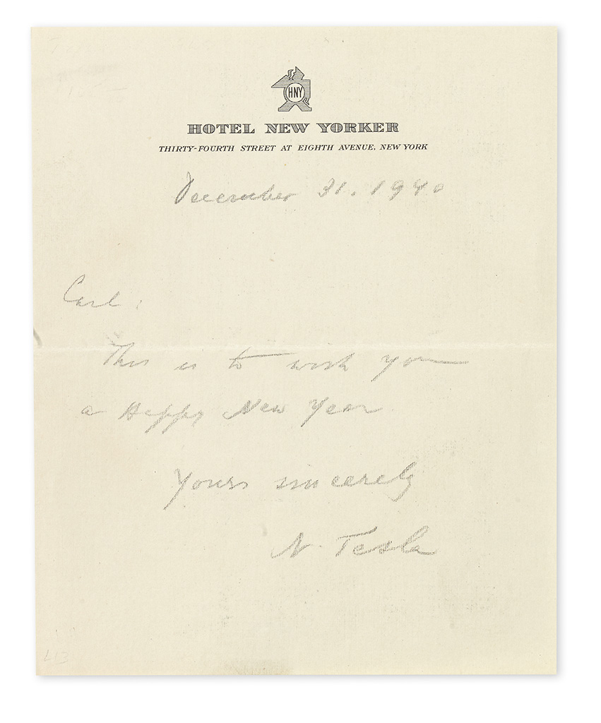 Appraisal: SCIENTISTS TESLA NIKOLA Brief Autograph Letter Signed 'N Tesla '