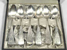 Appraisal: A boxed set of twelve silver grapefruit spoons hallmarked Birmingham