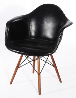 Appraisal: CHARLES AND RAY EAMES LEATHER COVERED ARM CHAIR Charles and