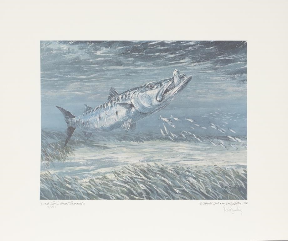 Appraisal: Four Prints of Game Fish each signed Russ Smiley lower