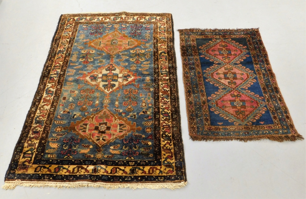 Appraisal: ORIENTAL BLUE AND RED GEOMETRIC PRAYER RUGS Middle East th