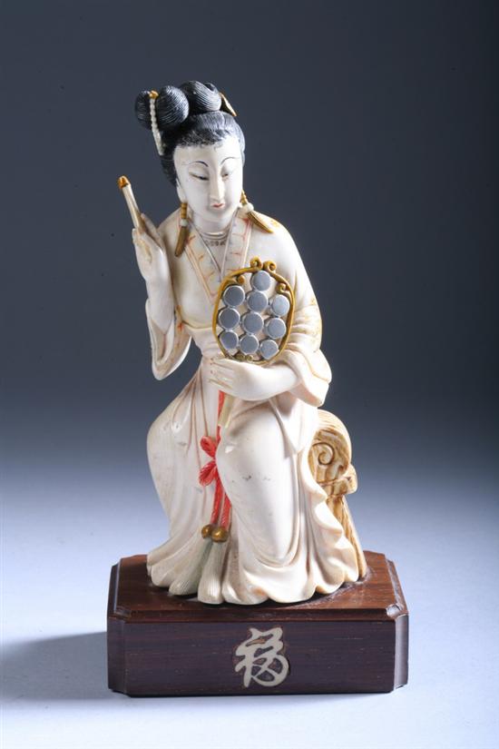 Appraisal: CHINESE IVORY FIGURE OF MEIREN Seated wearing long robes and