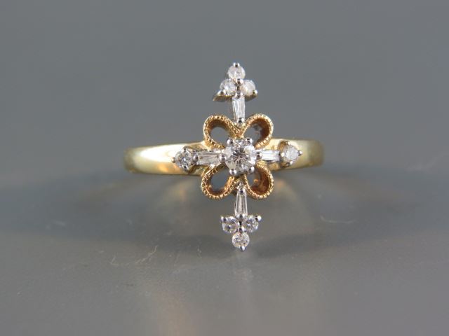 Appraisal: Diamond Ring cross style round and baguette diamonds totaling carats