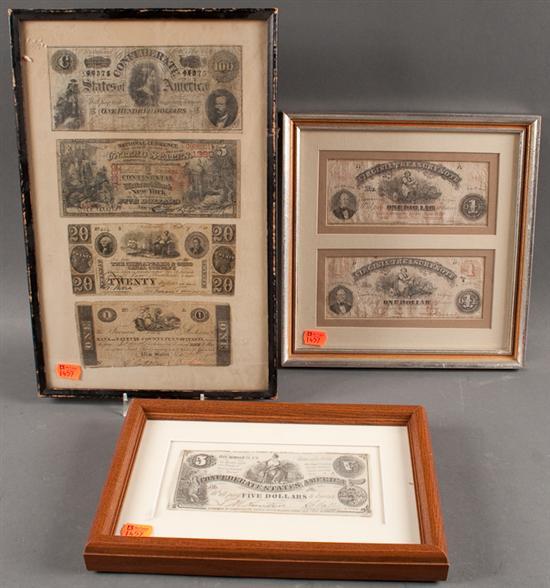 Appraisal: Selection of United States and Confederate currency including Virginia Treasury