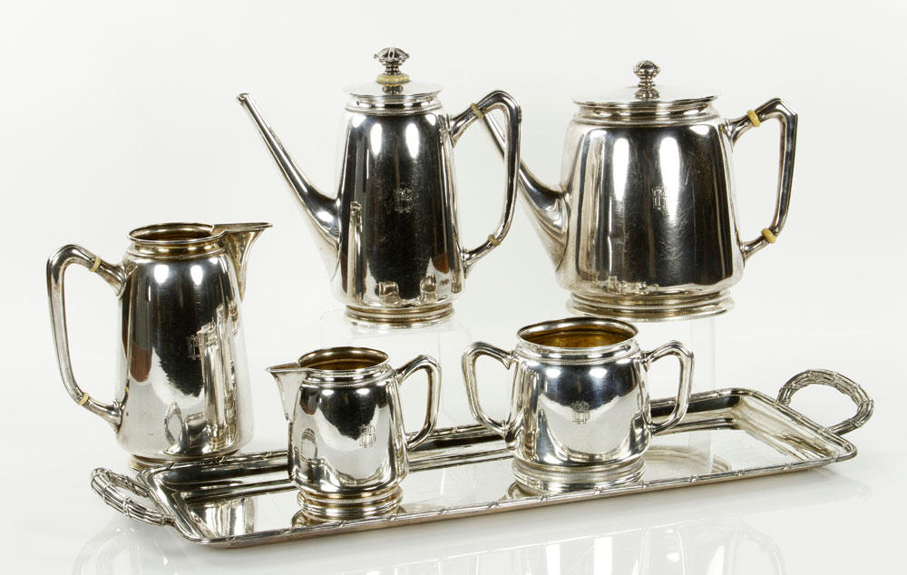 Appraisal: - Austro-Hungarian Silver Tea Set Austro-Hungarian silver tea set by