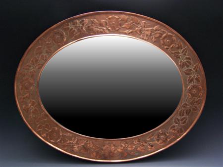 Appraisal: KESWICK SCHOOL OF INDUSTRIAL ARTS OVAL WALL MIRROR CIRCA copper