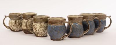 Appraisal: Masayuki Miyajima Japanese born set of seven pottery mugs cm