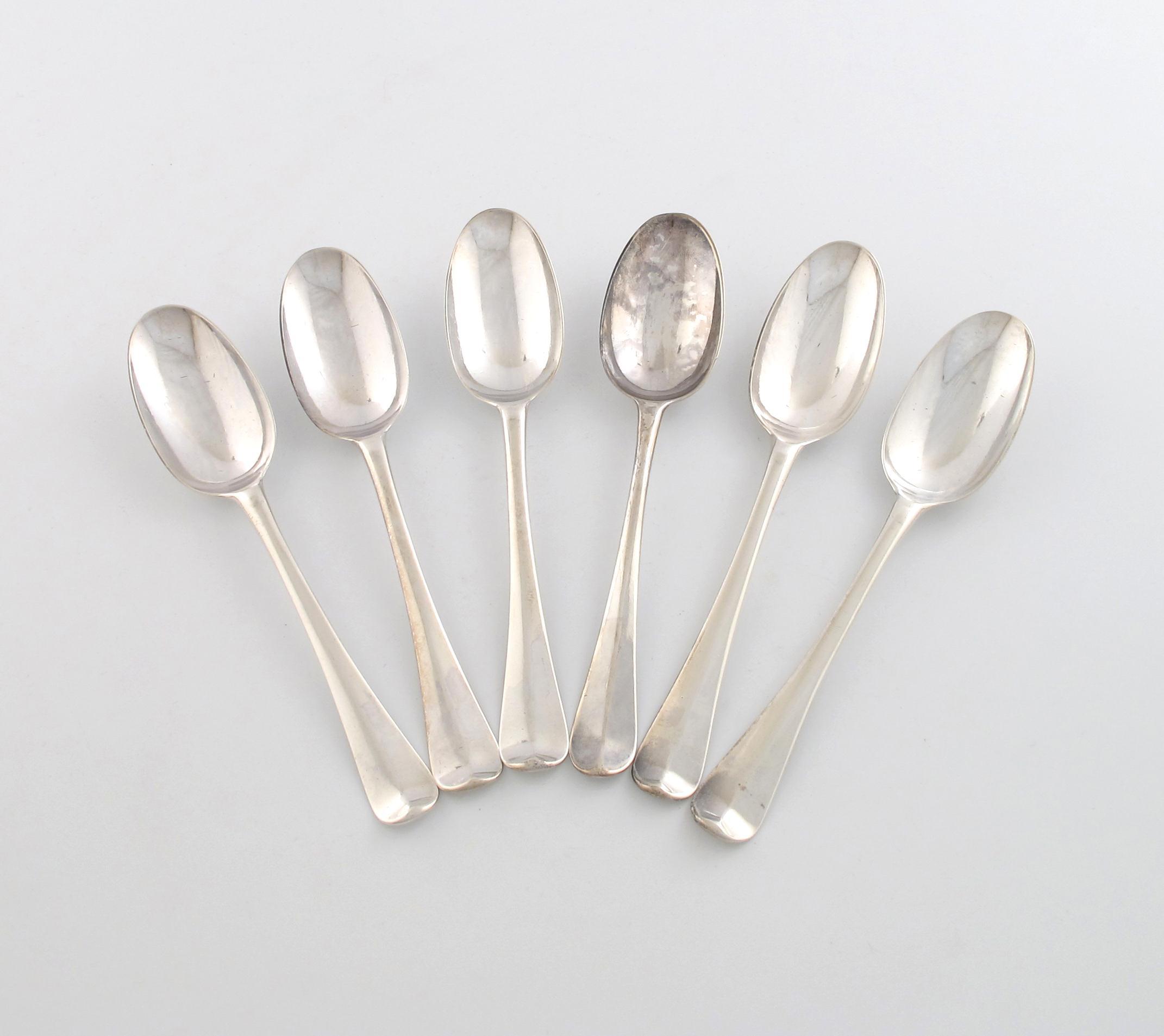 Appraisal: A set of six George I silver Hanoverian Rat-tail tablespoons