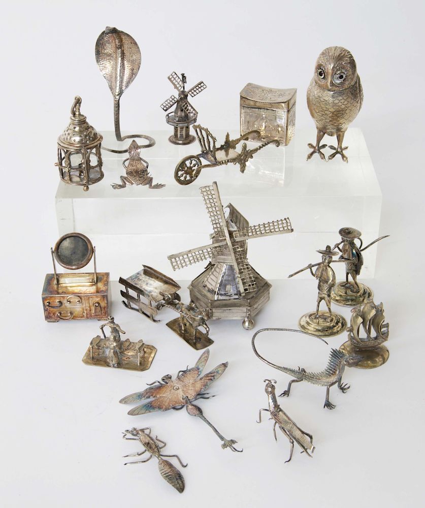 Appraisal: Group of Sterling Silver Miniature Artifacts Group of Sterling Silver