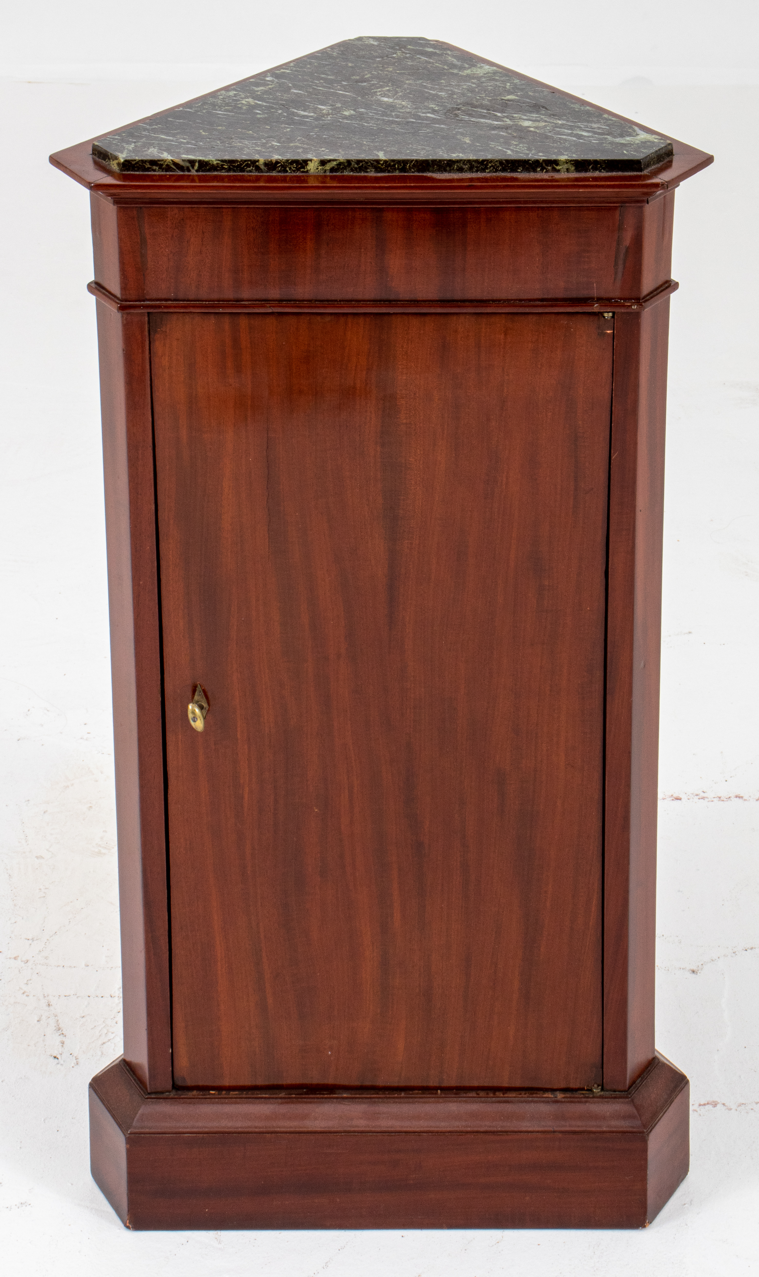 Appraisal: FRENCH RESTAURATION TRIANGULAR PEDESTAL CABINET French Restauration Period rare mahogany