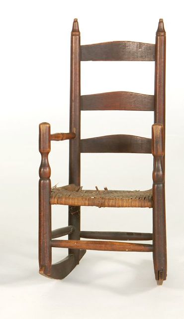 Appraisal: ANTIQUE AMERICAN CHILD'S SPLINT-SEAT ROCKER With three-splat back