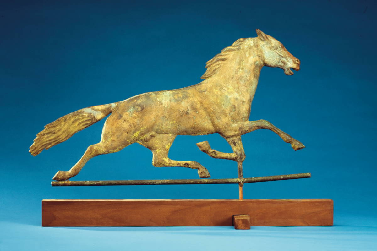 Appraisal: AMERICAN FULL-BODIED COPPER RUNNING HORSE WEATHERVANE WITH ZINC HEAD IN