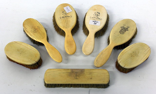 Appraisal: A SET OF EARLY TH CENTURY IVORY BRUSHES