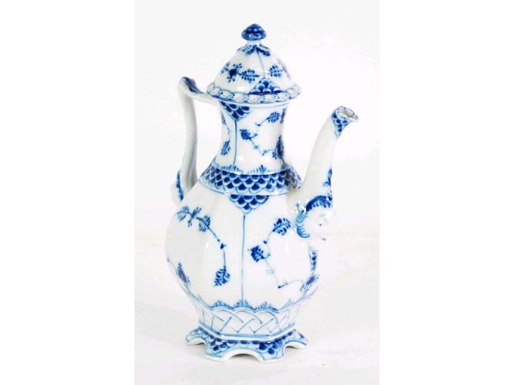 Appraisal: MODERN ROYAL COPENHAGEN REPRODUCTION BLUE AND WHITE PORCELAIN COFFEE POT