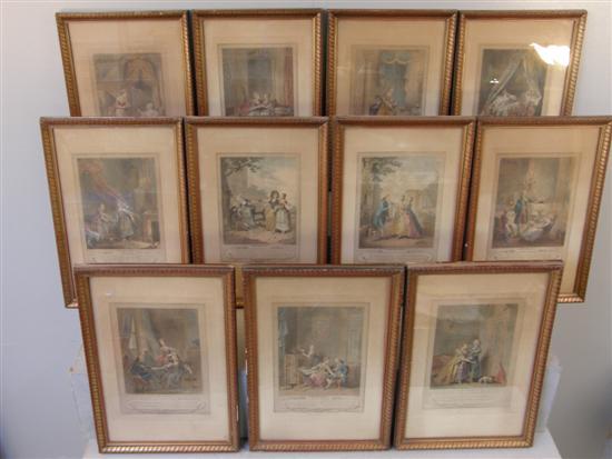 Appraisal: Set of eleven th century hand-coloured French prints x