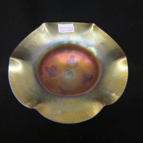 Appraisal: Steuben Aurene Art Glass Footed Bowl floraform golden amber iridescent