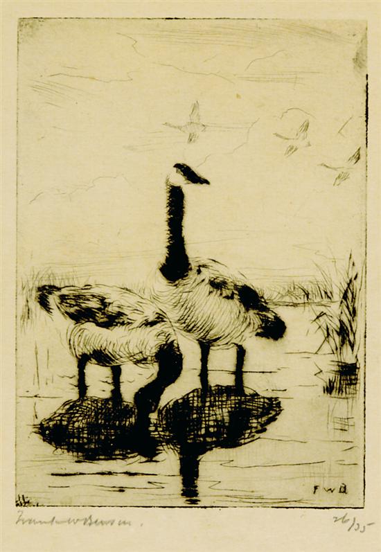 Appraisal: Frank Weston Benson Massachusetts - CANADA GEESE etching framed signed