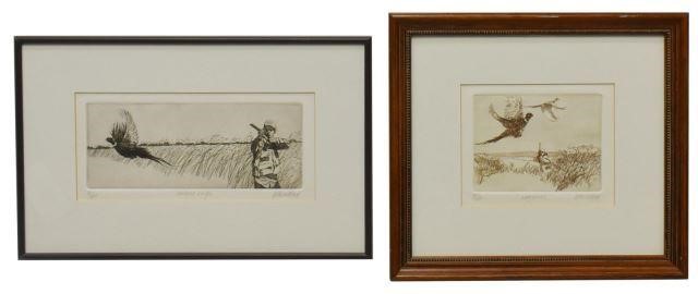 Appraisal: lot of Framed etchings on paper signed lower right Hollis