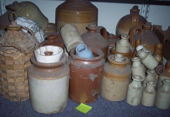 Appraisal: Four white glazed jelly moulds various stoneware bottles jars etc