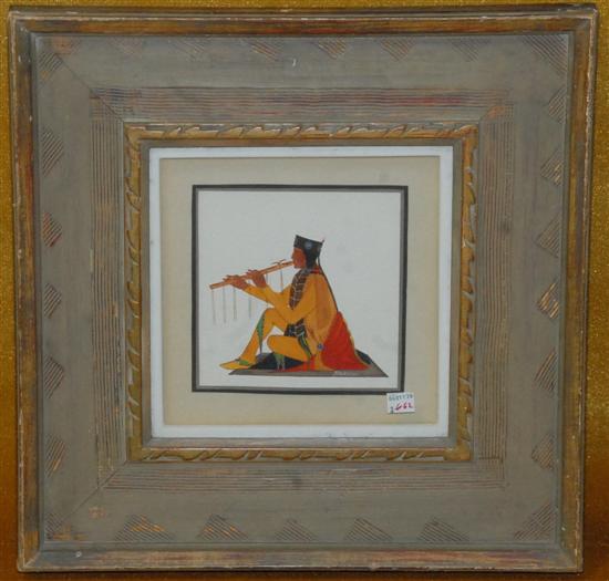 Appraisal: BLACK OWL Watercolor Seated Figure with a Peace Pipe Signed