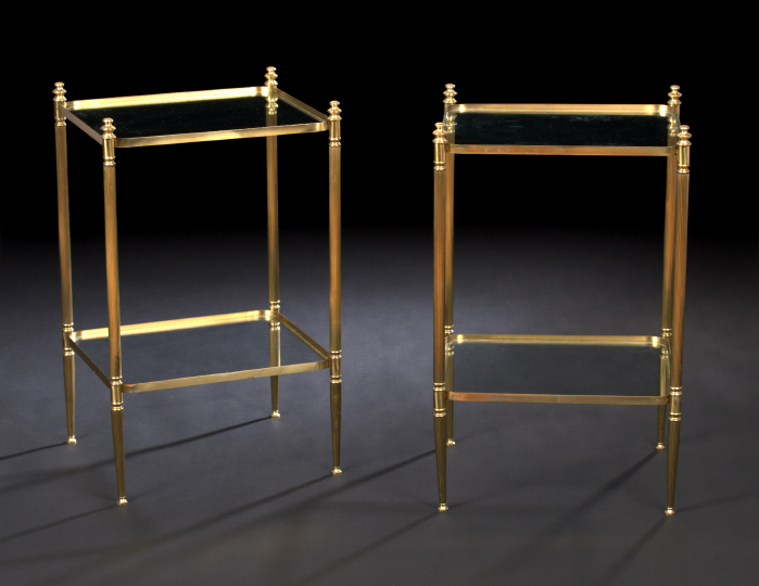 Appraisal: Pair of Louis XVI-Style Gilt-Metal and Glass End Tables each