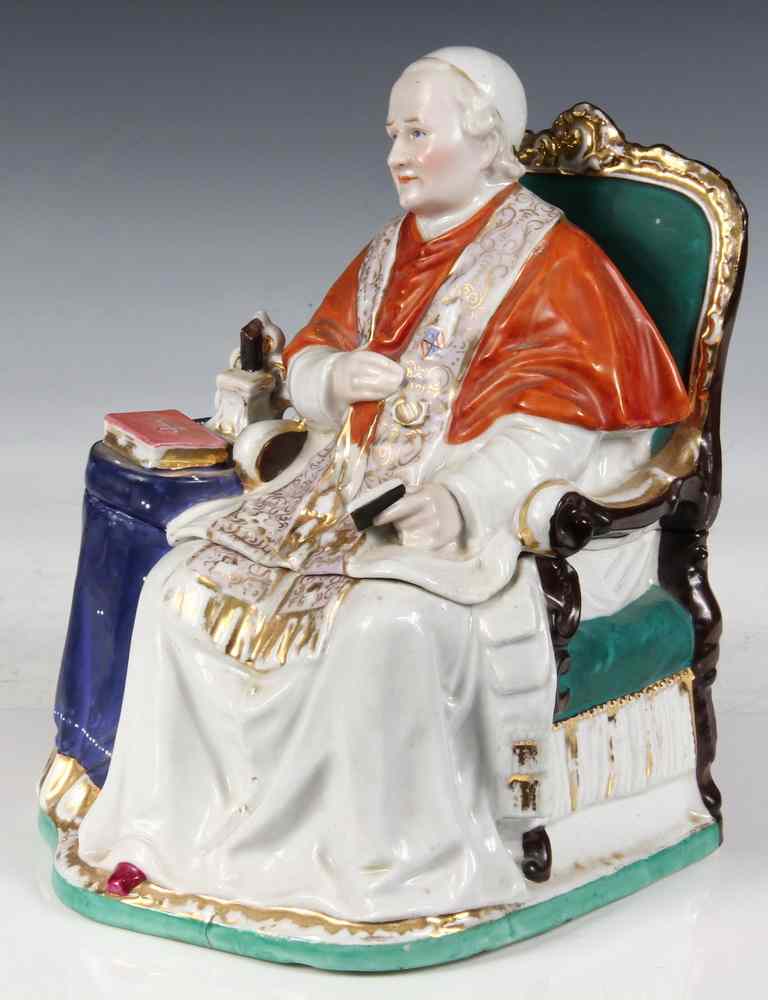 Appraisal: FIGURAL TOBACCO JAR- in the form of Pope Pius X