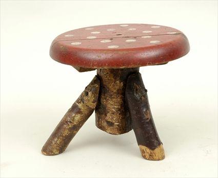 Appraisal: Painted Wood and Branch Stool in in diam Provenance Property