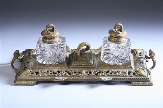 Appraisal: VICTORIAN TOWNSHEND CO BRASS INKSTAND Circa Rectangular handled stand with