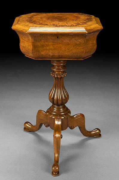 Appraisal: An early Victorian walnut teapoy second quarter th century height