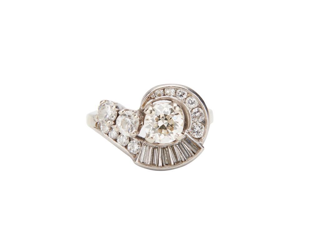 Appraisal: K Gold and Diamond Ring the Retro design set with