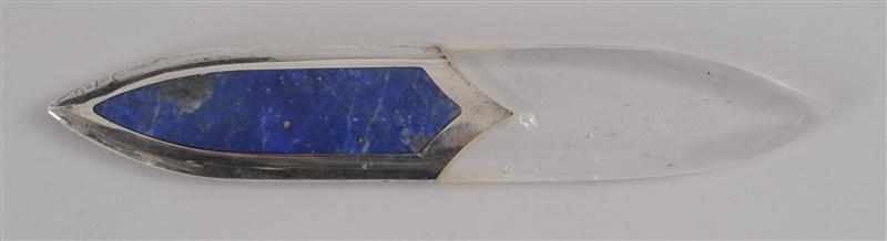 Appraisal: BULGARI SILVER LAPIS LAZULI AND ROCK-CRYSTAL LETTER OPENER Signed Bulgari