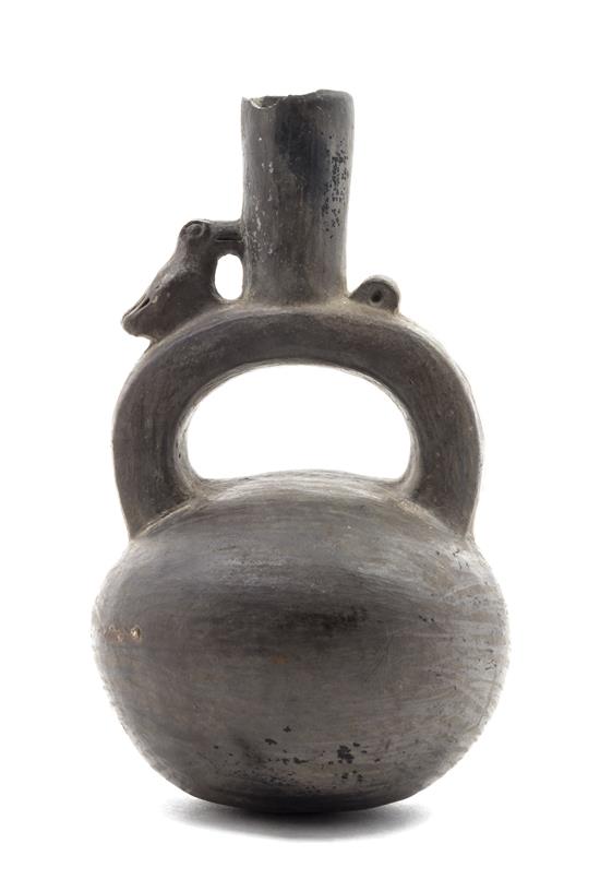 Appraisal: Sale Lot A Pre-Columbian Pottery Stirrup Vessel of flattened spherical