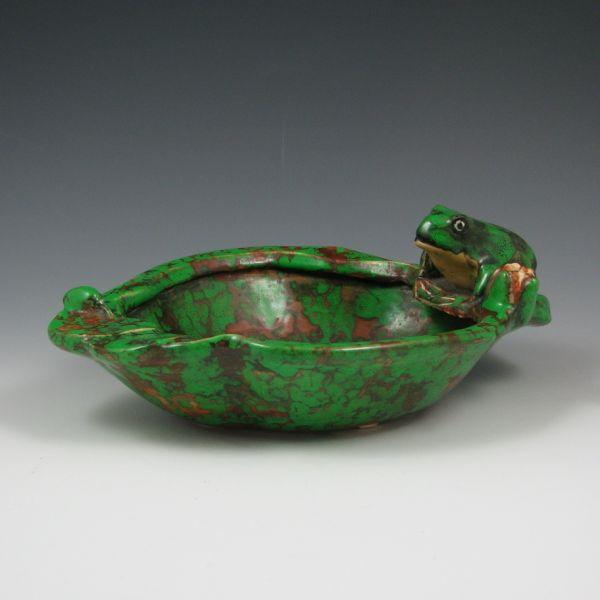 Appraisal: Weller Coppertone lily pad bowl with a frog on the