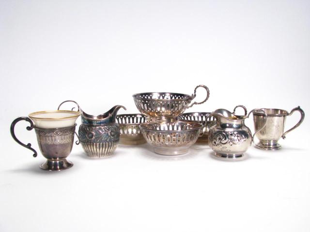 Appraisal: Group of sterling table service items including four monogrammed demitasse