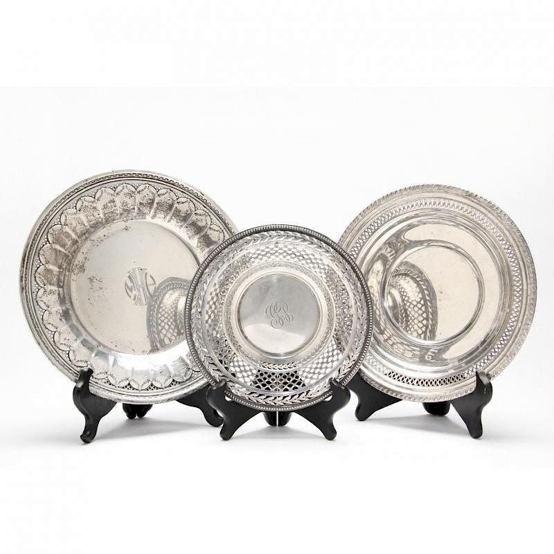 Appraisal: Three American Sterling Silver Serving Dishes the first a small