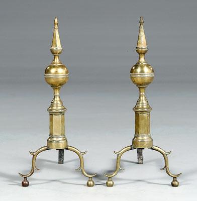 Appraisal: Pair Federal andirons octagonal plinths below ball and steeple finials