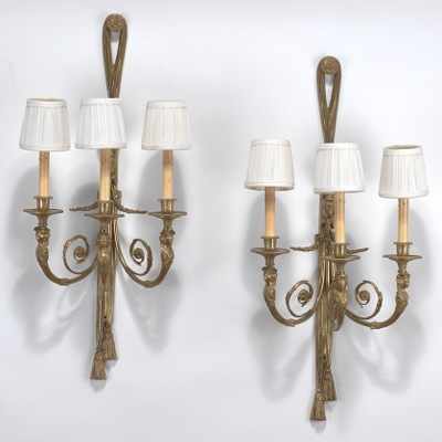 Appraisal: A Pair of French Gilt Bronze Three-Arm Sconces ca Cast