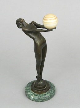 Appraisal: After Le Verrlon A cast bronze Art Deco figurine with